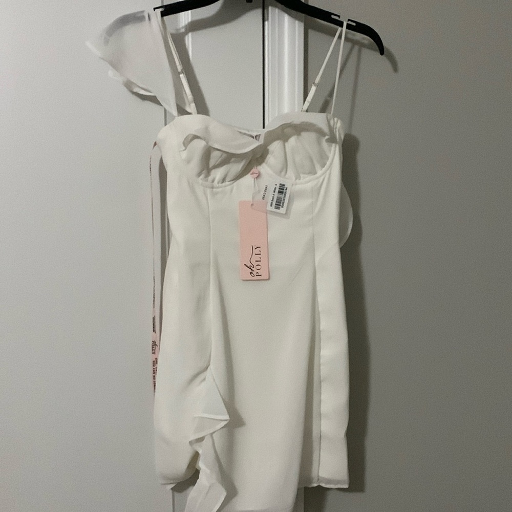 Oh Polly Asymmetric draped mini dress